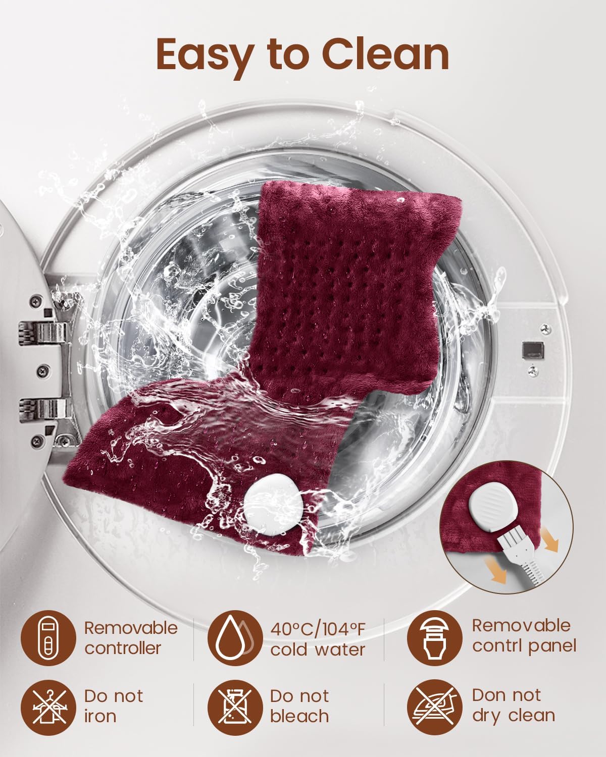 RENPHO Electric Heating Pad for Back with 10 Heat Levels