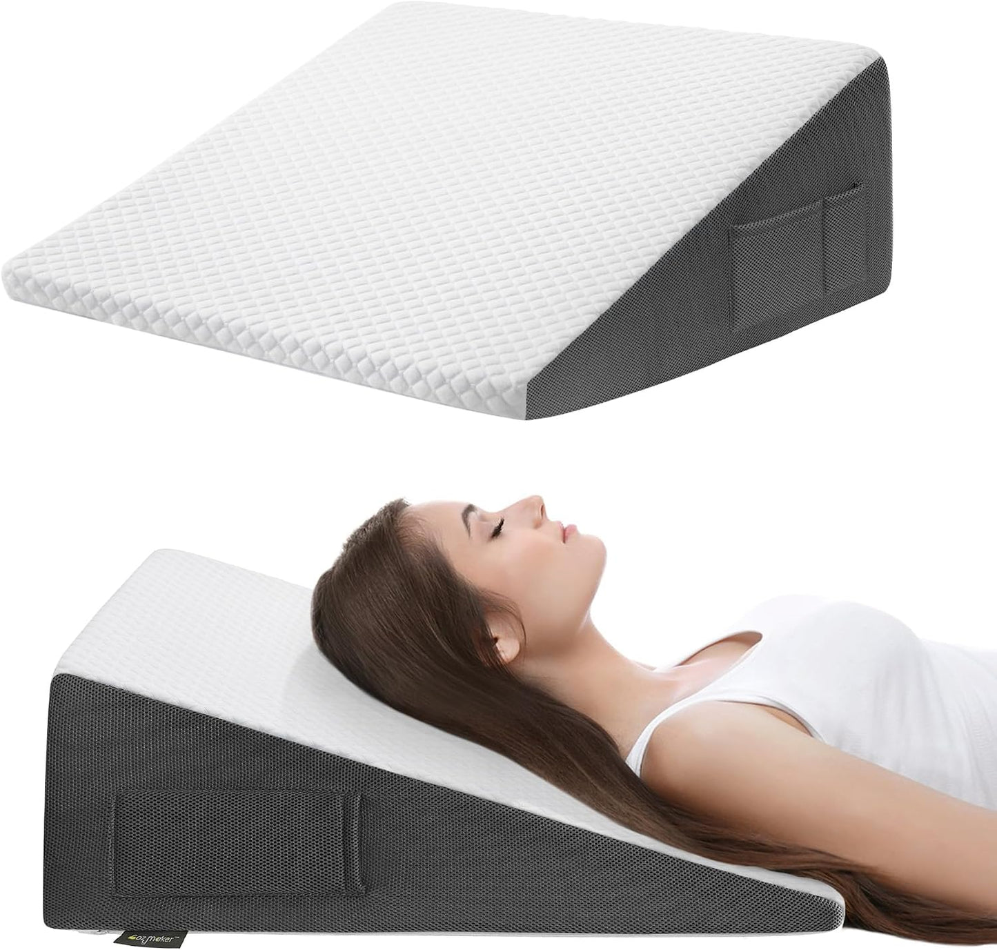 Cozymaker 7.5-inch Bed Wedge Pillow for Sleeping Back Support Pain Relief