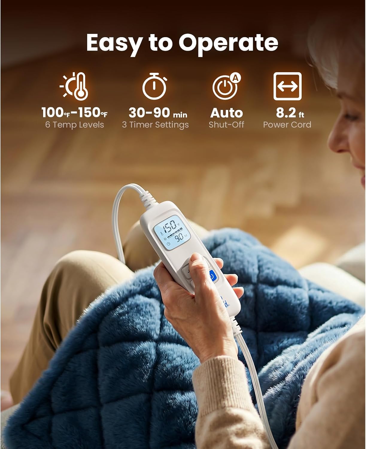BOB AND BRAD Far Infrared Weighted Heating Pad for Back & Muscle Comfort, FSA-HSA Eligible, Large 12"x24" Electric Heat Pad with Auto Off, Deep Moist Heat & Hands-Free Strap for Neck, Shoulder, Knee