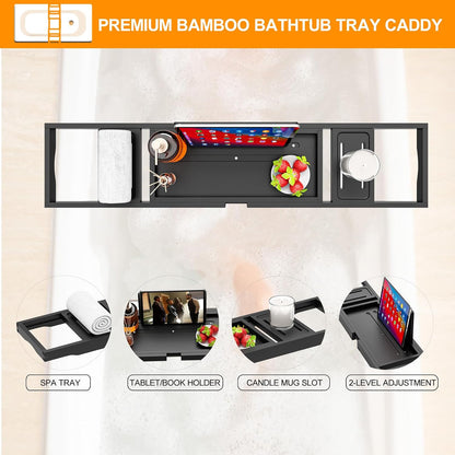 Banlilu Bathtub Tray - Bath Tray Expandable - Bath Tub Tray Table for Bathtub, Ajustable Size, Fits Most Tubs