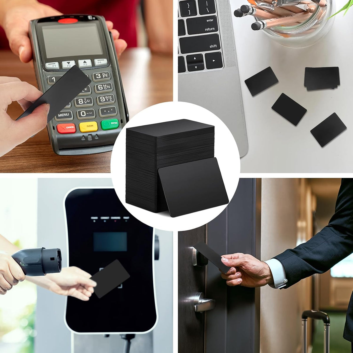 Xuhal Black NFC Cards Blank Tags 504 Bytes Digital Programmable Business Cards Chip Compatible with NFC Enabled Mobile Phones & Devices