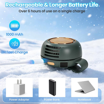 Portable Silent Mini Bladeless Fan Clip On, Adjustable 5 Speeds 360° Rotatable Clip on Fan for Shirt & Waist, USB Rechargeable Small Whirlwind Fans, For Outdoor & Travel & Office (White)