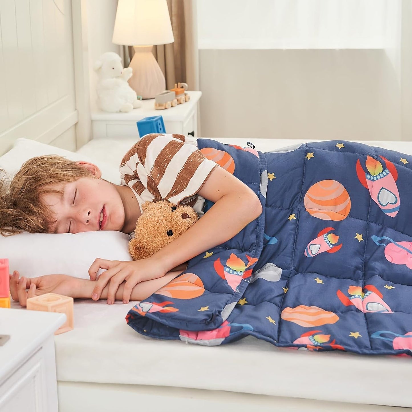 yescool Weighted Lap Pad 2 Pounds Weighted Lap Blanket, Space Plane Small Weighted Blanket, Weighted Throw Blanket Gifts for Travel Indoor Outdoor, 20"x30"