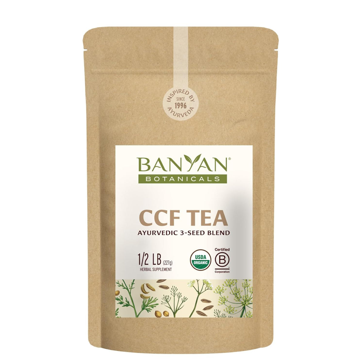 Banyan Botanicals Organic CCF Tea–Cumin Coriander Fennel–Bloating Relief & Digestive Support–Natural Detox Tea–Caffeine-Free Loose Leaf Tea– ½ lb Bulk (90 Servings)– USDA Organic*