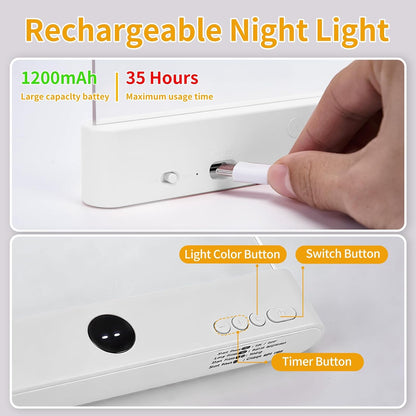 Book Light - Book Lights for Reading At Night, Rechargeable Reading Light, with 3 Colors & Timer, Dimmable Panel Plate Lamp Book Full Page Light for Reading in Bed, Funny Gifts for Readers