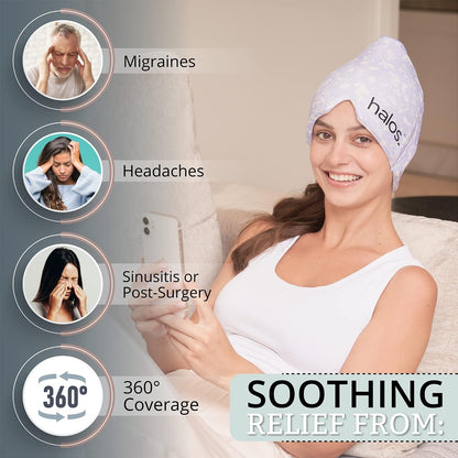 Myhalos® Migraine Relief Cap, Ice Hat for Migraines, Headache Relief Cap, 30% More Gel, Hot & Cold Therapy Head Ice Pack, Cooling Headache Hat, Tension Wrap, Hangover Cap, Ice Face Mask, FSA|HSA
