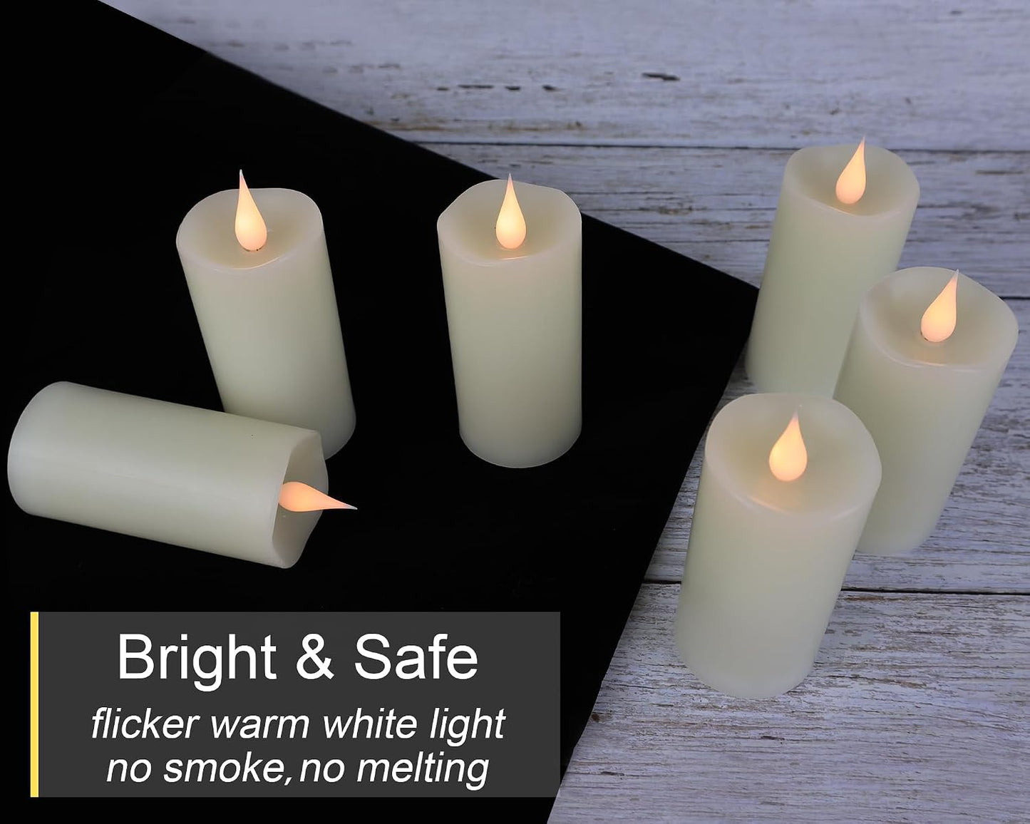TECHLONG Flickering Flameless Candles with 3D Moving Flame, Last 1000+ Hours Battery Operated Candles with Timer, Ivory Real Wax Pillar Electric LED Candle for Wedding Christmas Party/3" x 5"