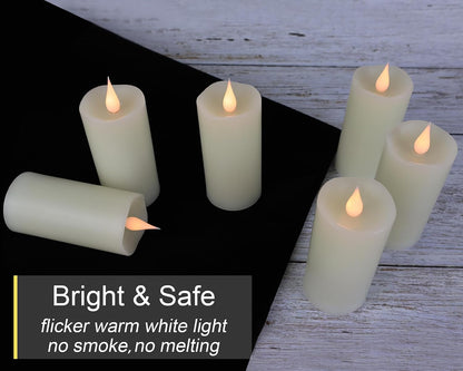 TECHLONG Flickering Flameless Candles with 3D Moving Flame, Last 1000+ Hours Battery Operated Candles with Timer, Ivory Real Wax Pillar Electric LED Candle for Wedding Christmas Party/3" x 5"
