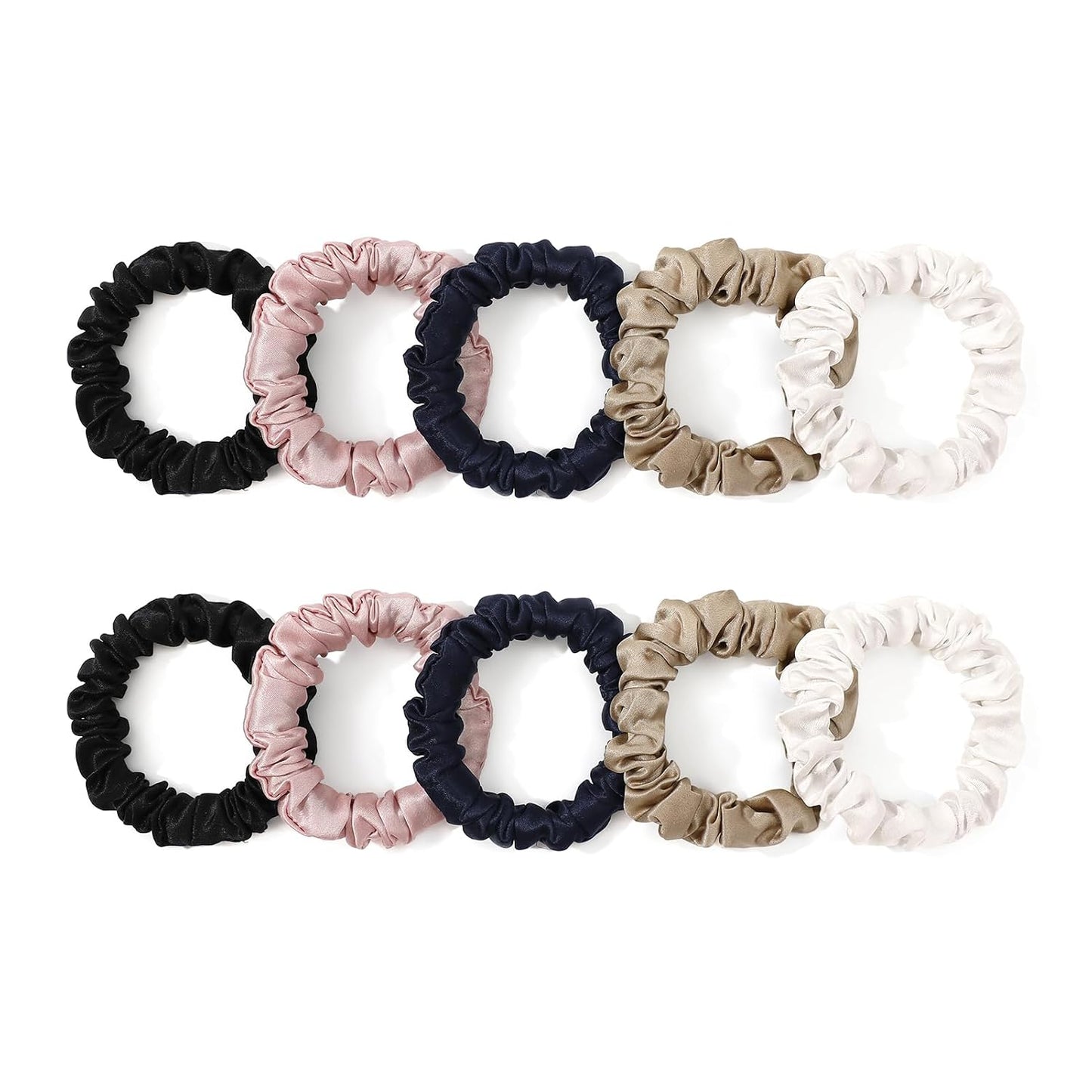 LILYSILK Silk Hair Scrunchies / Ties for Frizz & Breakage Prevention, 100% Mulberry, No Damage, Elastic ponytail Holders, 1Pc, Coffee - Colors B