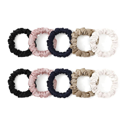 LILYSILK Silk Hair Scrunchies / Ties for Frizz & Breakage Prevention, 100% Mulberry, No Damage, Elastic ponytail Holders, 1Pc, Coffee - Colors B