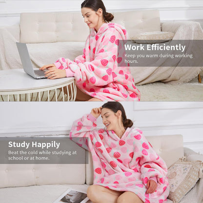 Aemilas Wearable Blanket Hoodie - Warm Sherpa Blanket Sweatshirt as Gifts for Adult Women Mom Men, One Size Fits All