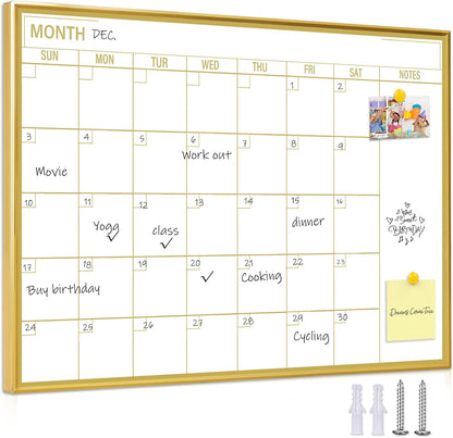 Gold Weekly Dry Erase Board for Wall,12"x16",Gold Metal Frame Weekly Planner Whiteboard for to Do List, Memo, School, Home, Office, Kitchen-GZ