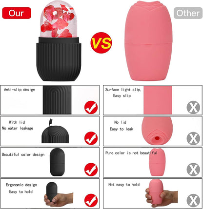 XHJRI Ice Cube Roller Massager for Face, Eyes and Neck Naturally Conditioning and Skin Care,De-Puff Eye Bags,Reduce Migraine Pain,Reusable Massage Silicone Ice Mold (Pink)