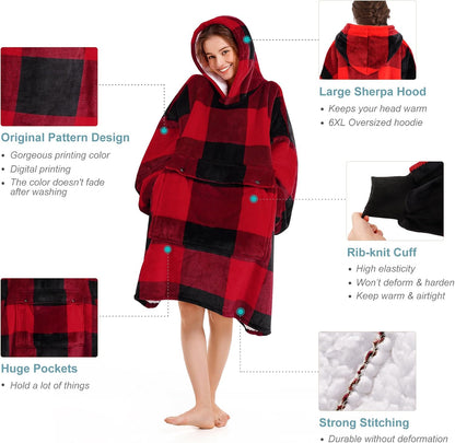 Narecte Cozy Oversized Hoodie Blanket Wearable Blanket for Adults