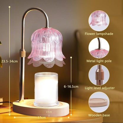 CRMILL Candle Warmer Lamp Electric Timer - Candles Warming Light Height Adjustable Dimmable Warmers Flower Lamps No Flame Heat Warm Melt Wax Jar Modern Home Decor Table Lights for Home Living Bedroom