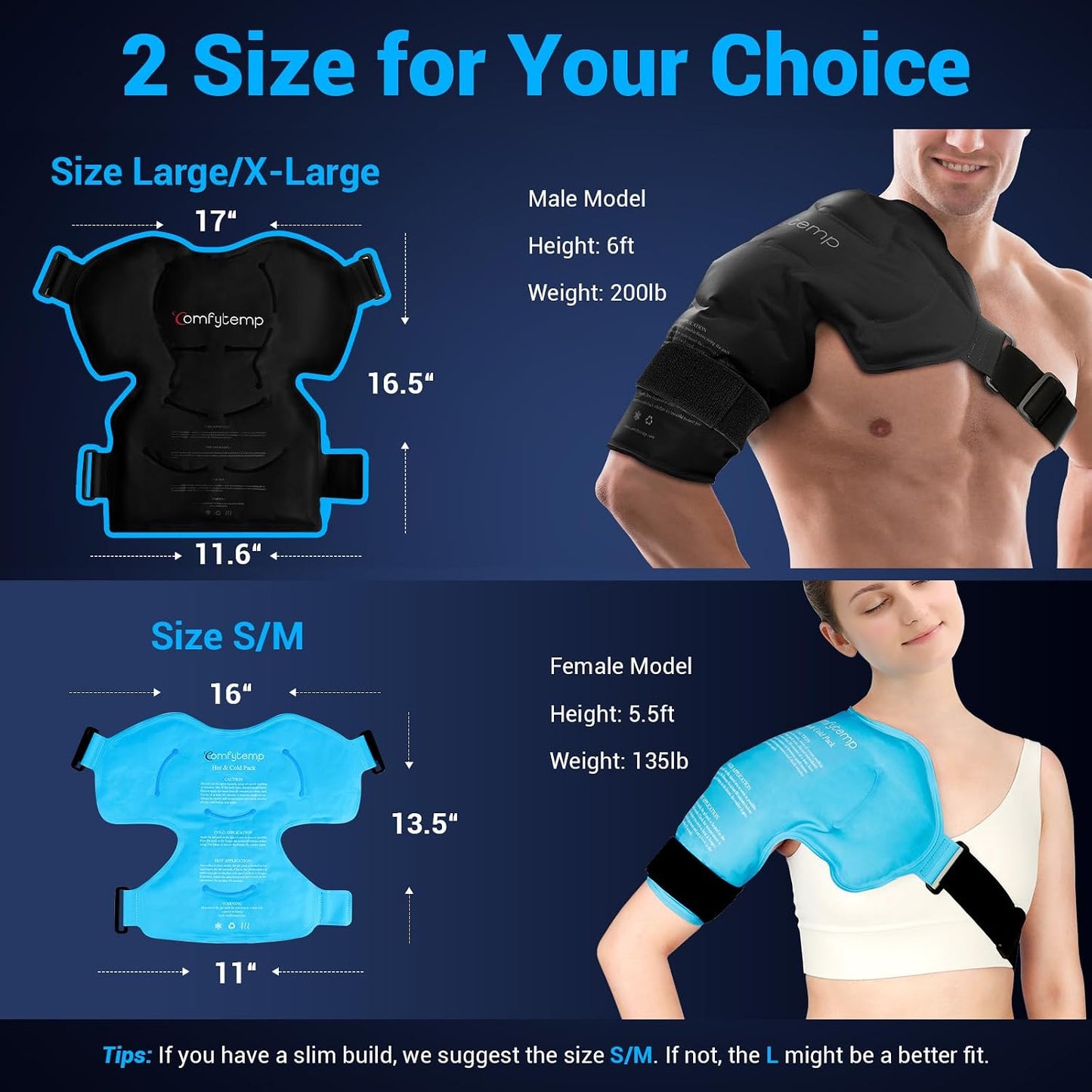 Comfytemp Shoulder Ice Pack Rotator Cuff Cold Therapy Wrap, FSA Eligible HSA, Gel Packs for Injuries Reusable Hot Cold Compress Shoulder Brace for Pain Relief, Men Women Recovery Item (Large/X-Large)