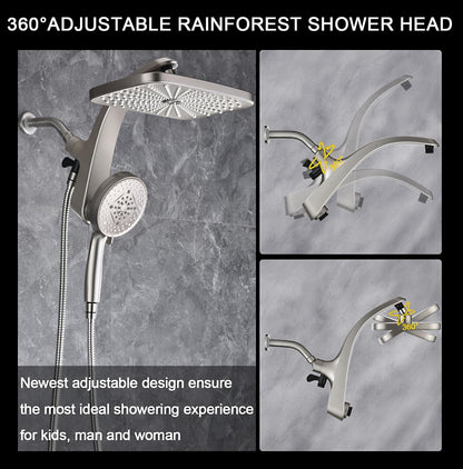 BOZYBO Rain Shower Head with Handheld: High Pressure Shower Heads with Handheld Spray Combo, 12" Rainfall Shower Head and 9 Sprays Hand Showerheads with Magnetic Docking and Power Jets, Black 1.75GPM