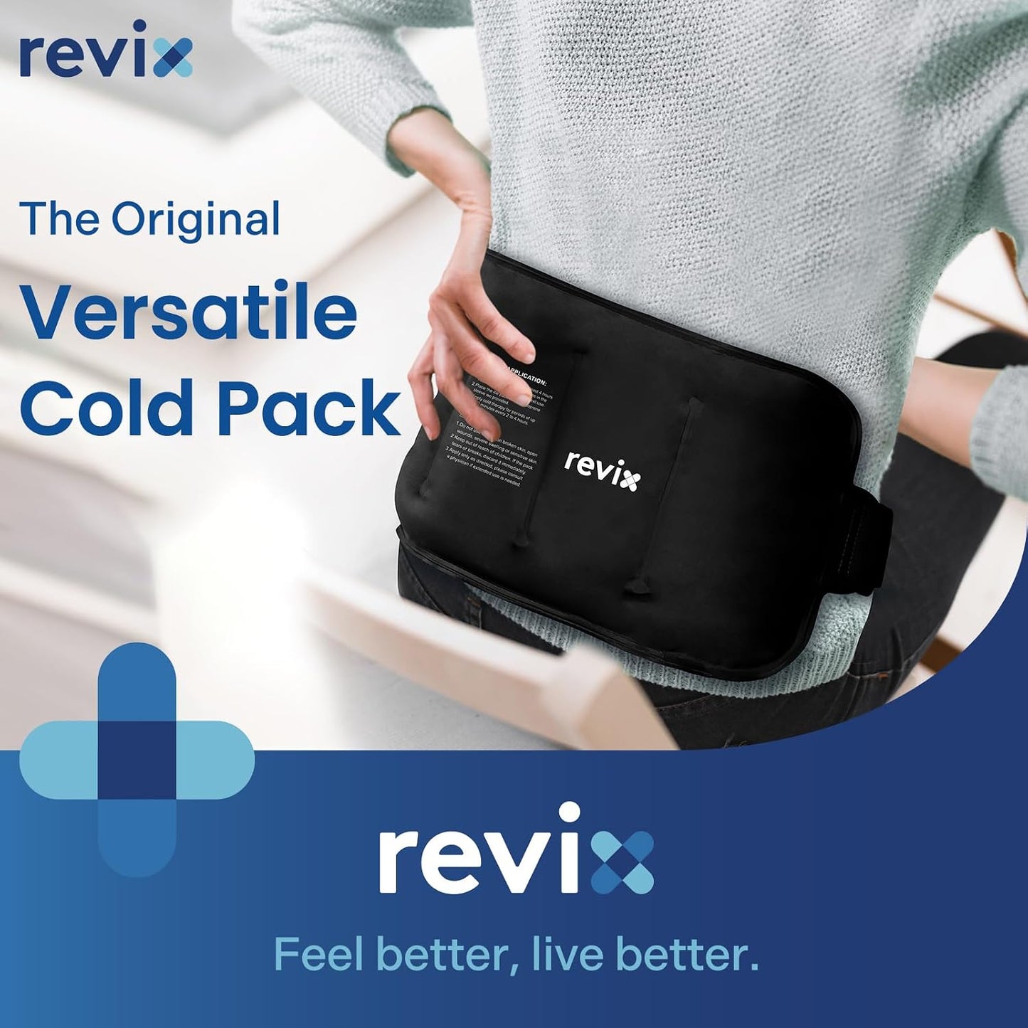 REVIX Ice Pack for Injuries Reusable Gel for Lower Back, Cold Packs for Back Shoulder, Elbow, Hip, Leg, Wrap Around Entire Knee, Soft Cold Compress,16 × 9" Navy