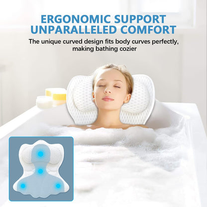 REEZEIVI Bath Pillows for Tub,Bath Pillow with 6 Non-Slip Suction Cups,Soft 4D Mesh Fabric,Bathtub Pillows for Tub Neck and Back Support,Extra Thick Luxury Bathtub Pillows,Grey