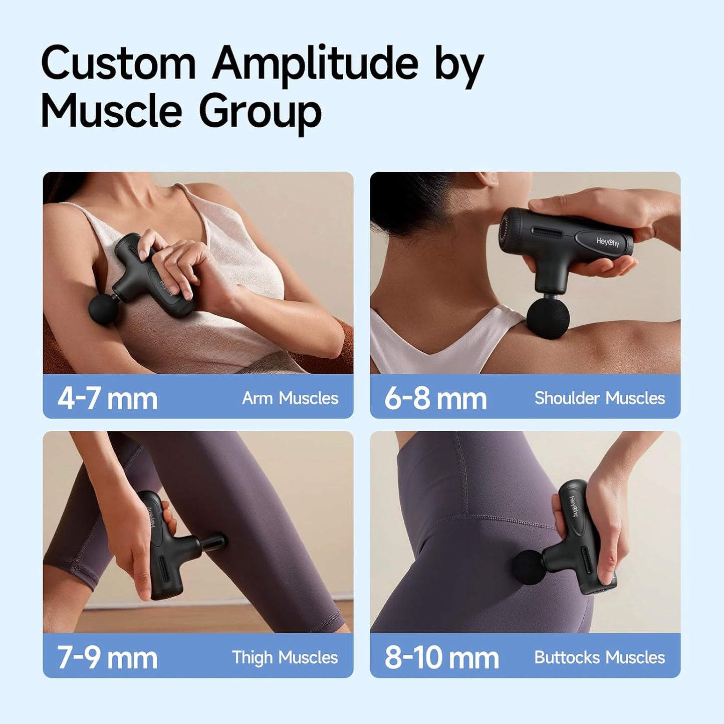 HEYCHY Super Mini Massage Gun Deep Tissue, Handheld Muscle Massager with 4 Heads, Percussion Travel Size Massager Gun FSA Eligible for Men Women Back Relief, Quiet for Home, Gym, Office, HSA, Black