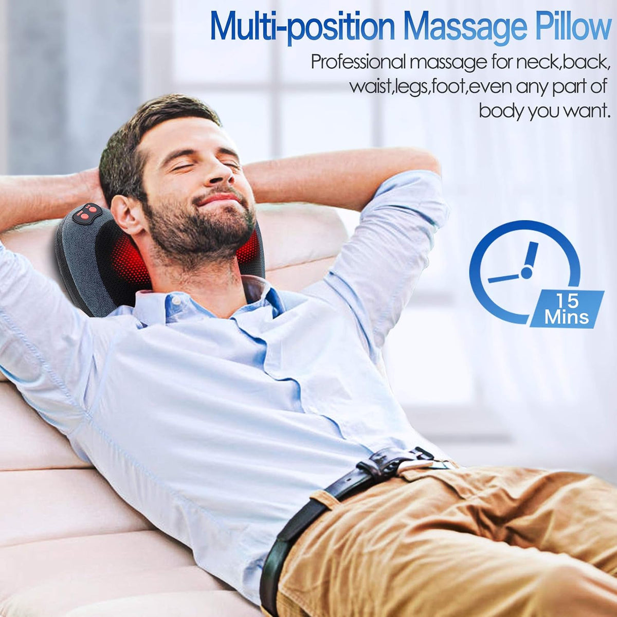 Papillon Back Massager with Heat,Shiatsu Pillow for Body Pain Relief Gray