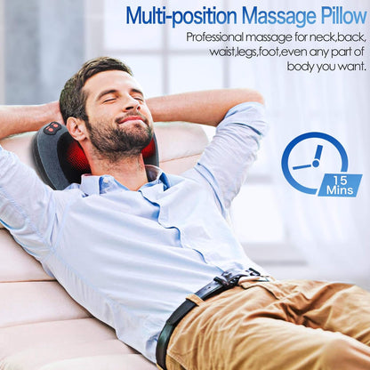 Papillon Back Massager with Heat,Shiatsu Pillow for Body Pain Relief Gray