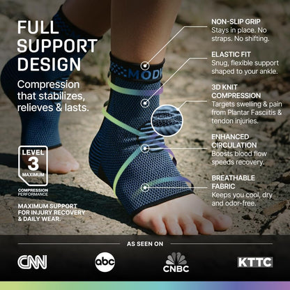 Modvel Foot & Ankle Brace Socks for Sprained Ankle Compression Sleeve - Foot Support for Women & Men - Tendonitis & Arthritis Ankle Brace Sports Running, Torn Ligaments & Women Stabilizing Ankle Wrap