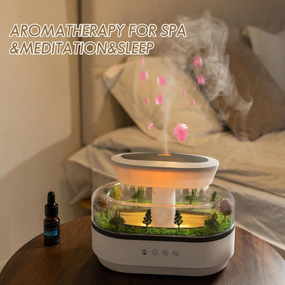 250ML Raindrop Humidifier & Essential Oil Diffuser, Cloud-Shaped Ultrasonic Humidifier with Soothing Rain Sounds, 7-Color LED Mood Light, Auto Shut-Off, Perfect for Bedroom, Office, Yoga & Relaxation