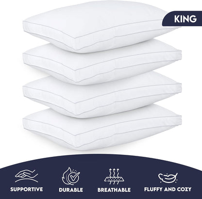 Utopia Bedding Down Alternative Bed Pillows for Sleeping Queen Size (White), Set of 2, Soft & Fluffy Pillow with Cooling, Hotel Quality, Gusseted Pillow for Back, Stomach or Side Sleepers