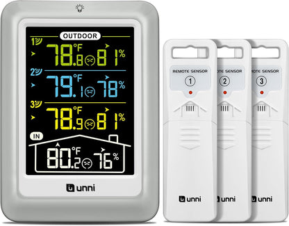 Indoor Outdoor Thermometer Wireless, 4.5 Inch Display Digital Hygrometer Thermometer Temperature Humidity Monitor with 330ft Range Sensor and Adjustable Backlight
