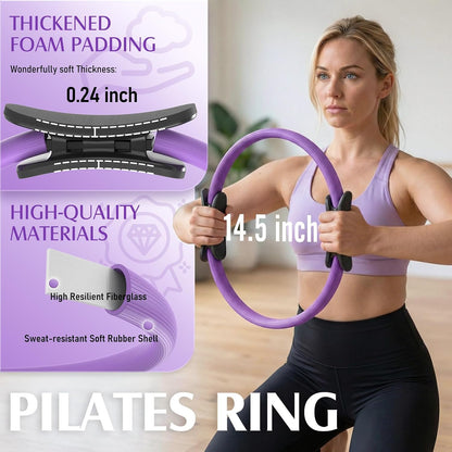 JKSHMYT Pilates Ring Fitness Circle for Women, Pilates Equipment – 14.5" Home Magic Exercise Workout, Better me Pilates Essentials Starter Set for Beginners Toning Inner Thighs, Arms and Core