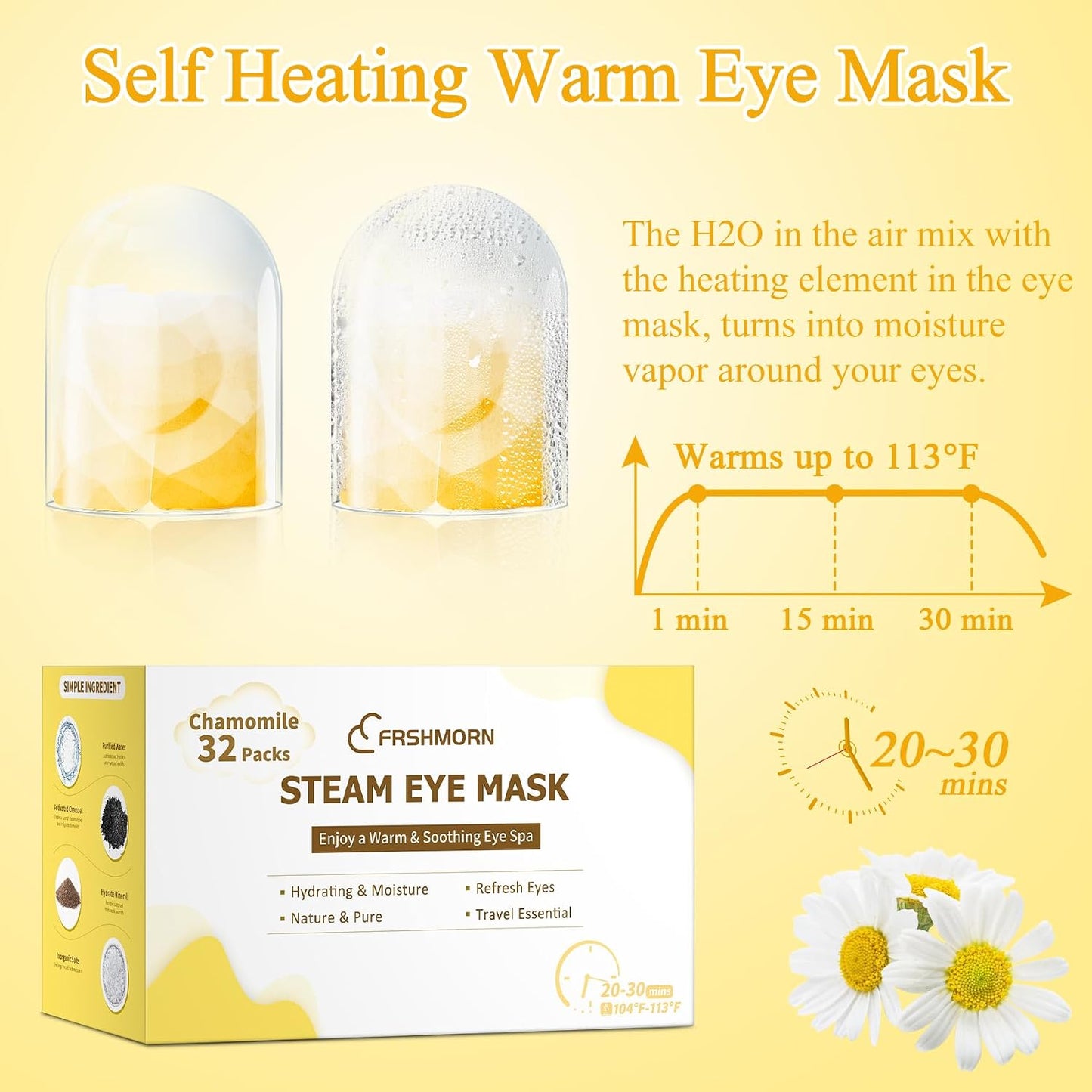 16Packs Steam Eye Mask, Heated Eye Mask for Sleeping, Warm Compress for Eyes, Self Heating Disposal Steam Mask for Home Sleep, Office, Spa, Travel Essentials Mothers Day Gifts (Unscented)