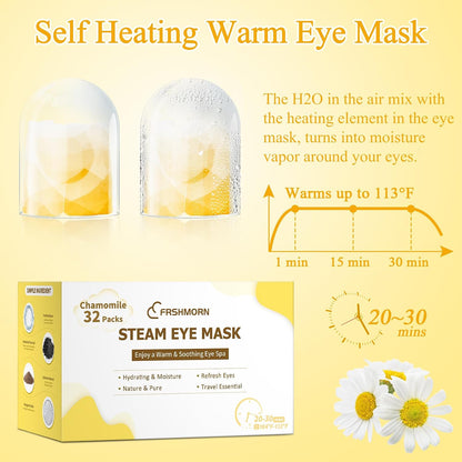 16Packs Steam Eye Mask, Heated Eye Mask for Sleeping, Warm Compress for Eyes, Self Heating Disposal Steam Mask for Home Sleep, Office, Spa, Travel Essentials Mothers Day Gifts (Unscented)
