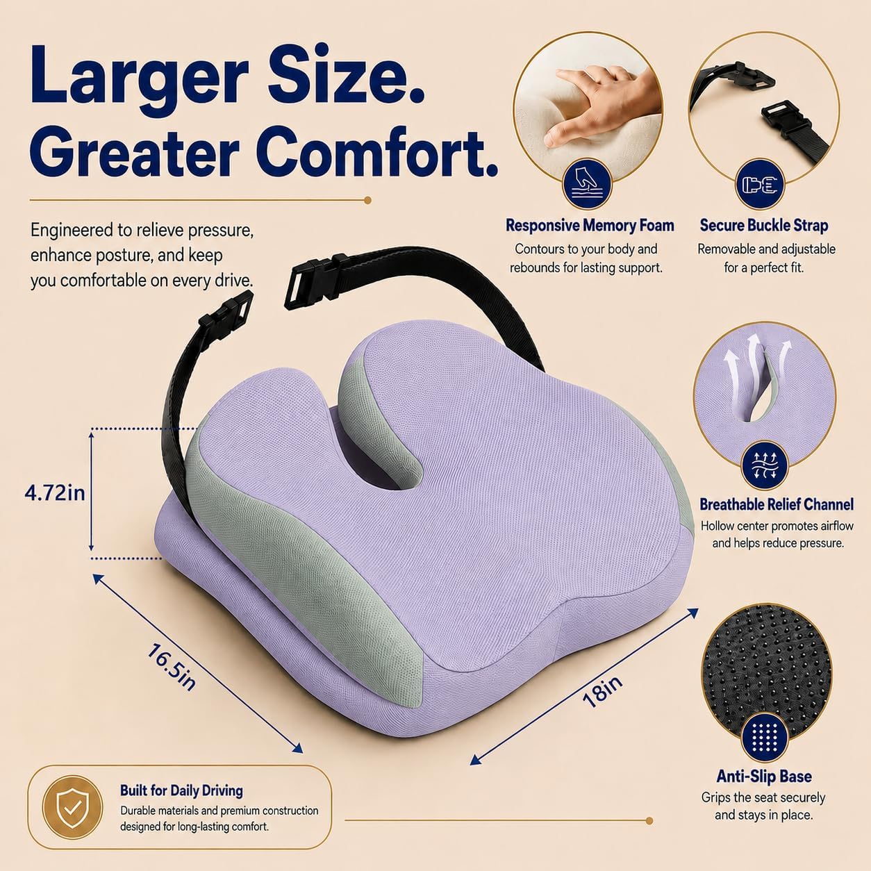 Seat Cushions for Office Chairs Wheelchair Cushion for Long Sitting Back Pain，Memory Foam Seat Car Computer Desk Chair Cushion，Coccyx Cushion for Tailbone Pain Relief Cushion Office Chair Black