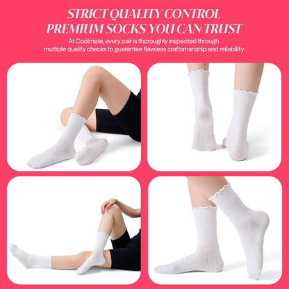 COOLMATE Pilates Socks with Grips for Women, Yoga Socks, Crew Non Slip Women for Barre, Pilates Gifts for Women - Colors A