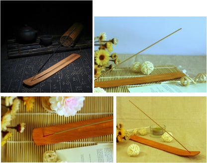 TRENDBOX 10pcs Handmade Plain Wood Wooden Incense Stick Holder Burner Ash Catcher Natural Design Buddhist