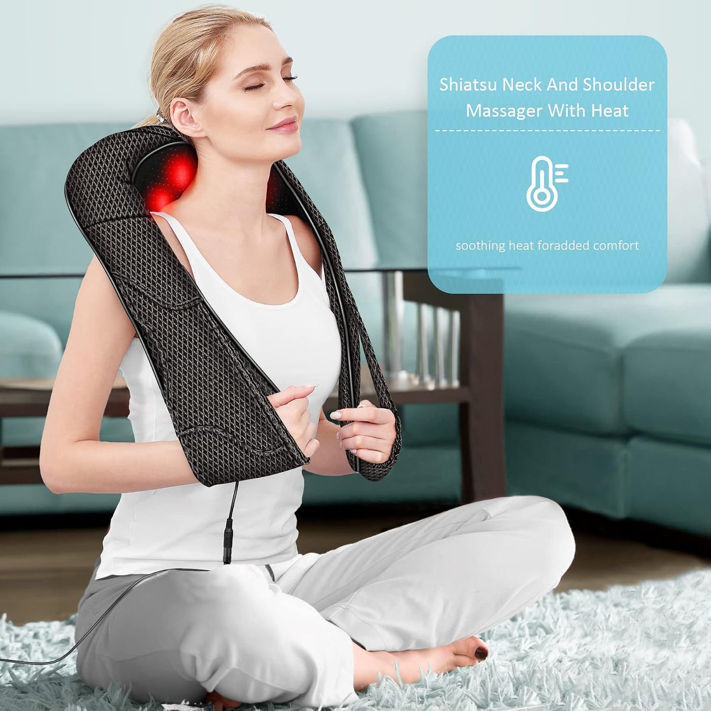 Neck Massager for Pain Relief Deep Tissue with Heat - Shiatsu Back and Shoulder Massage, Mothers Day Gifts for Mom Wife Women Her, Dad Men Him, Christmas, Fathers Day, Plug-in Use for Home Office Car