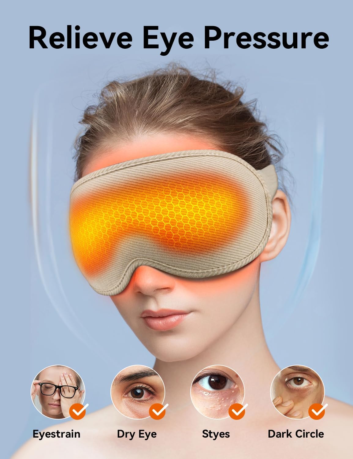 Sleep Mask, EVA BELLE Heated Eye Mask, Electric Sleeping Eye Mask, Warm Eye Compress Mask for Stye Relief, Adjustable Temperature & Timer, Electric Eye Heating Pad for Men Women-Graphene Heating