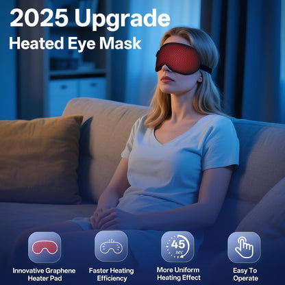 Silk Cordless Heated Eye Mask for Dry Eyes, Cordless Eye Mask Electric Warm Compress for Fast Eye Relief Rechargeable USB Heat Relax Mask for Sleep Black