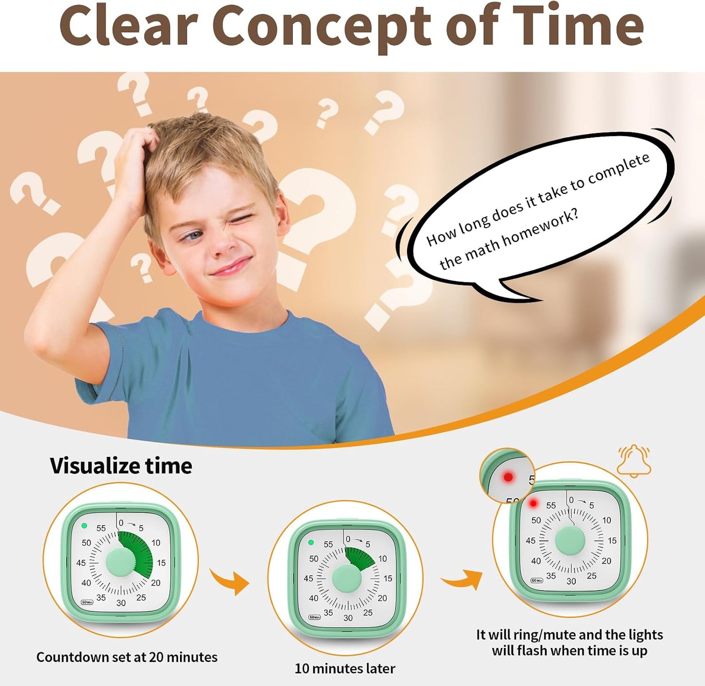 Visual Timer, Pomodoro Timers for Kids Adults, 60-Minute Countdown Desk Timer for Productivity, Silent ADHD Timer for Kids Toddlers, Kitchen for Cooking (Blue)