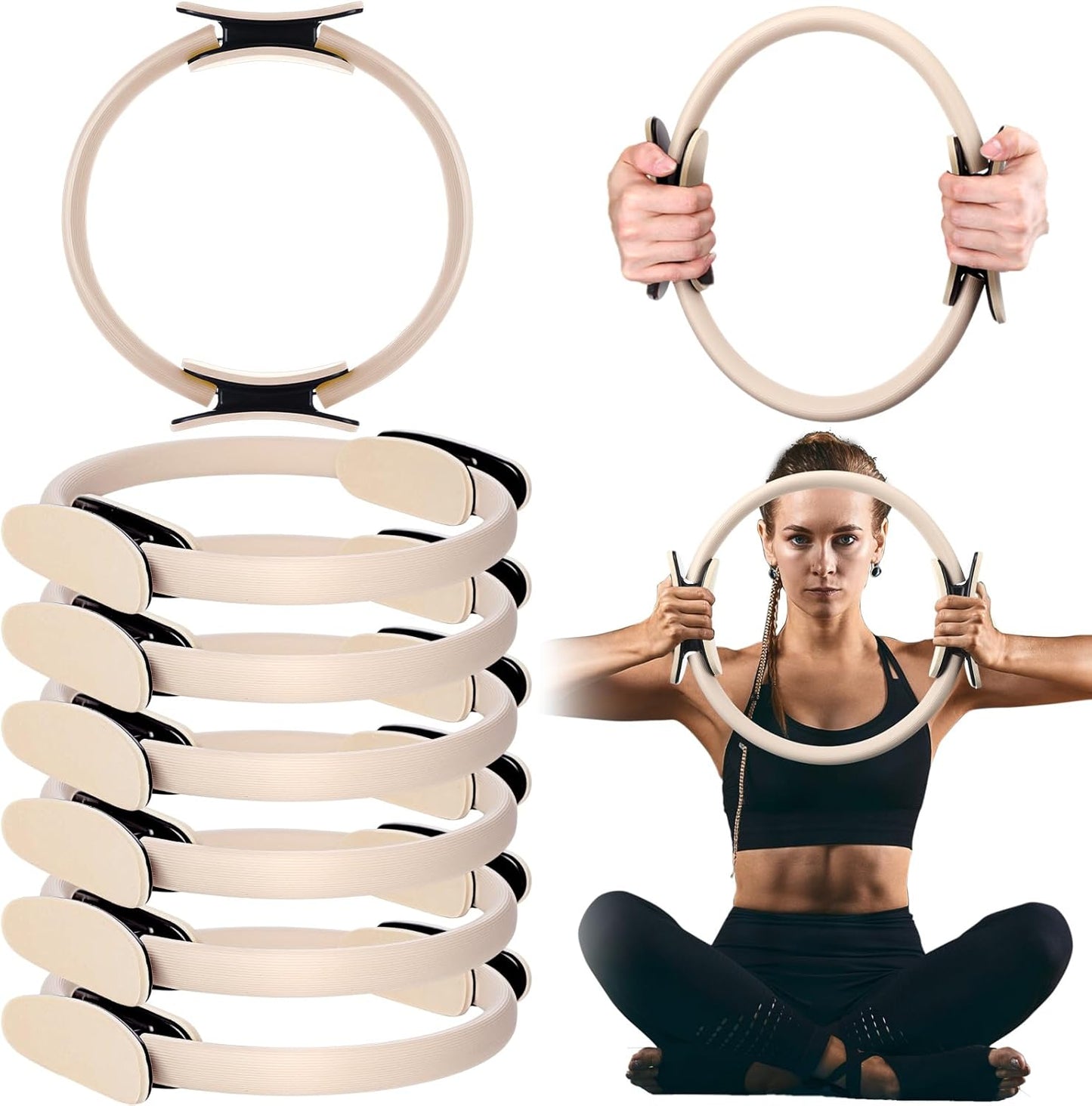 Syhood Pilates Ring 11. 81 Inch Pilates Circle Yoga Ring Magic Lightweight Flexible Workout Equipment for Fitness Physical Therapy Resistance Exercise Arms Legs