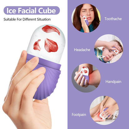 Ice Roller for Face and Eye, Reusable Silicone Ice Facial Roller Ice Holder, Face Ice Mold Skin Care, Ice Cube Roller for Shrink Pores Anti Wrinkle Reduce Puffiness, Black
