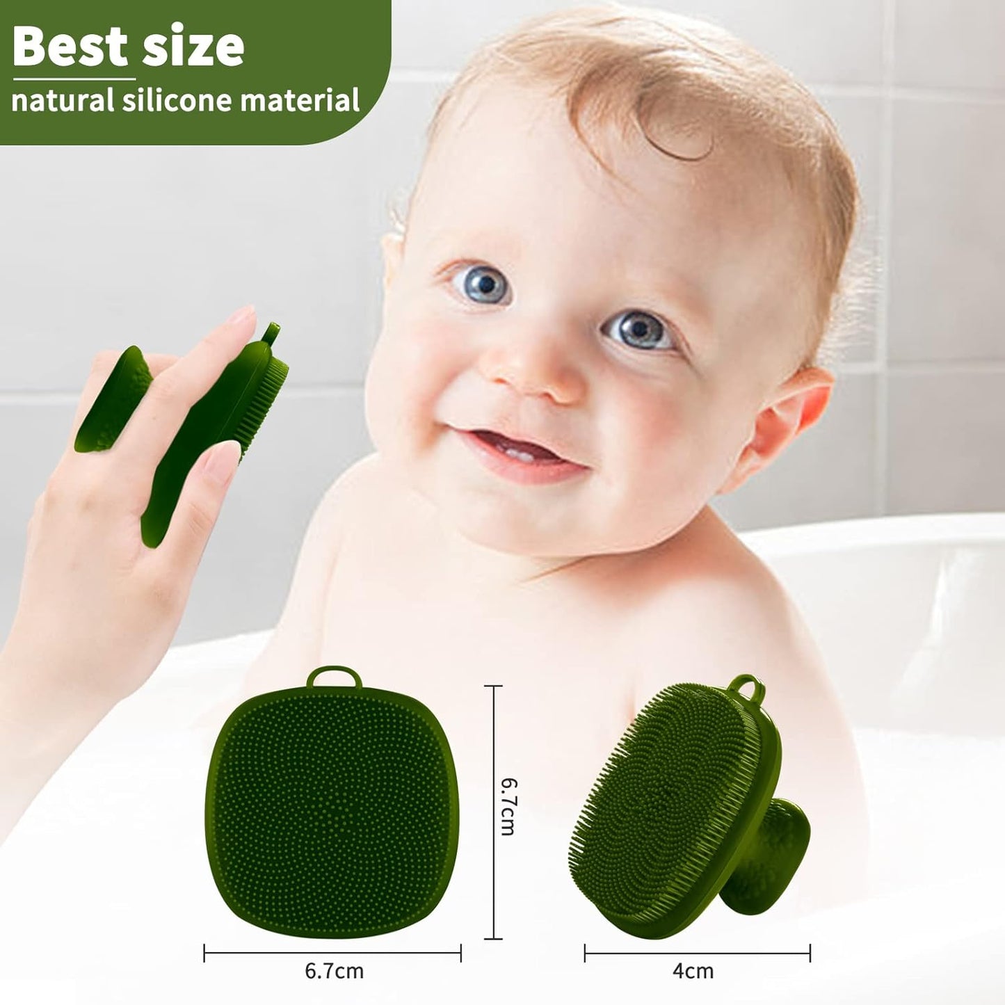 Back Scrubber for Shower & Face Scrubber, 2Pcs Silicone Exfoliating Brush Set with 17In Long Handle, Soft Body & Facial Cleansing Scrubber for Men Women