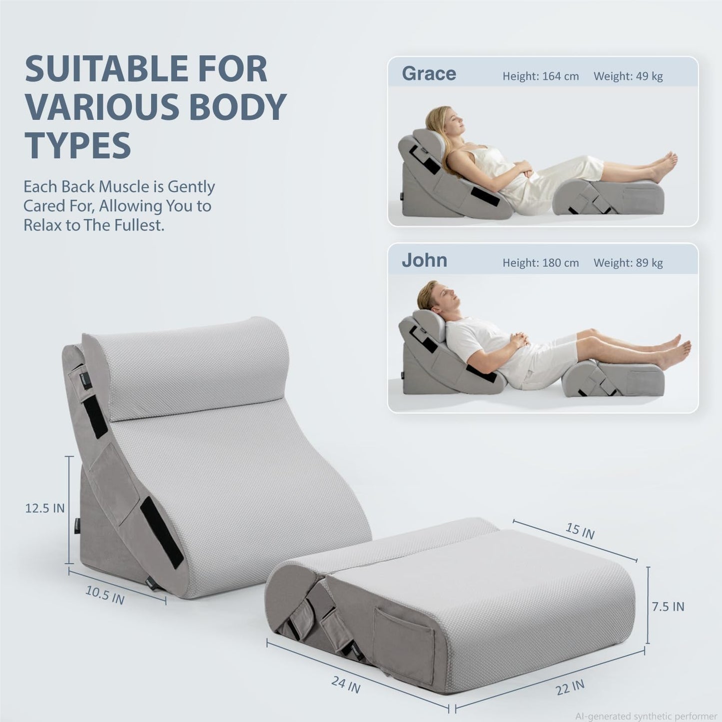 FifthQuarter 6PCS Orthopedic Wedge Pillow Set for After Surgery