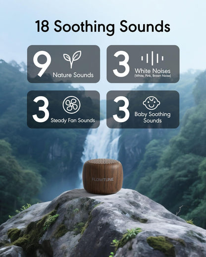FLOWTUNE Sound Machine White Noise Machine for Baby Adults, 18 Non-looping Sounds, Timer, Memory Function, Portable Sleep Sound Therapy Gift (Mint Green)