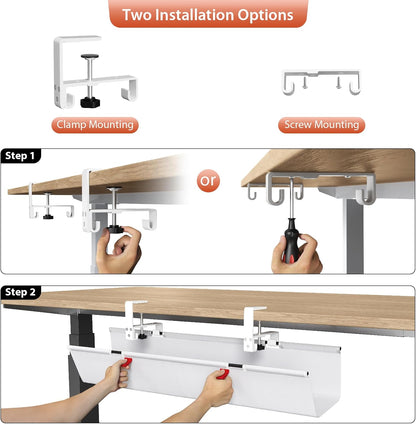 Univivi No Drill Under Desk Cable Management Tray, 36 inch Cable Management