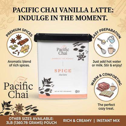 Pacific Chai Matcha Chai Latte Mix, Instant Matcha Tea Latte Drink Mix, Gluten Free, Kosher Certified Powder Beverage, Café Style Latte, 9 Oz (Pack of 1)