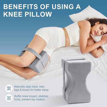 UJPFEO Knee Pillow for Side Sleepers, Leg Pillow for Sciatica, Back, HIPS, Knees, Joints Pain Relief,Pillows for Between Legs While Sleeping Spine Alignment Support & Relieves Pressure