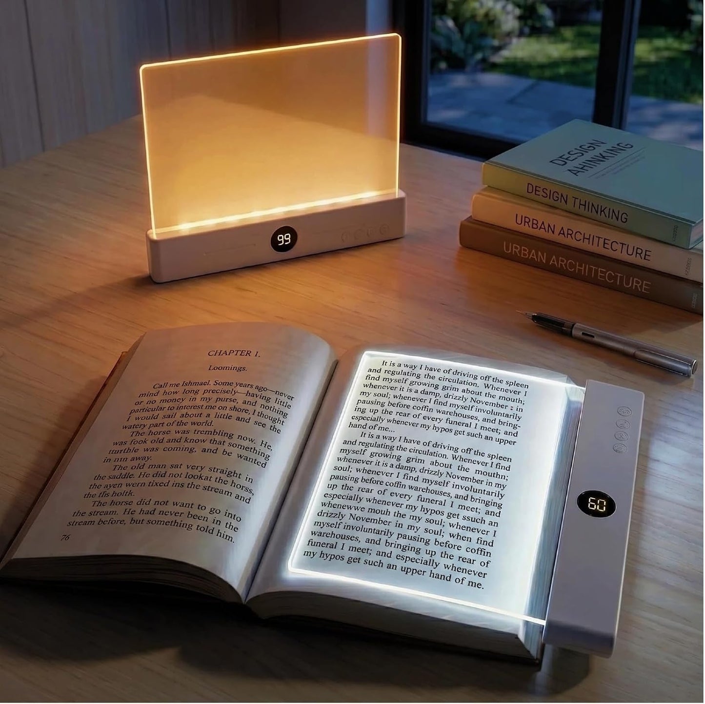Rechargeable Flat Book Light with 3 Colors & Timer, Dimmable Book Page Light for Reading in Bed at Night, Portable Reading Light, Great for Adults and Book Lovers (White)