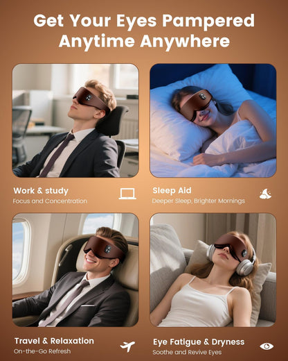 Cordless Heated Eye Mask, 4 Temp Timed Shutdown for Dry Eyes & Sleep Relief